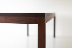 Modern luxury solid walnut dining table by Bertu Home, side profile