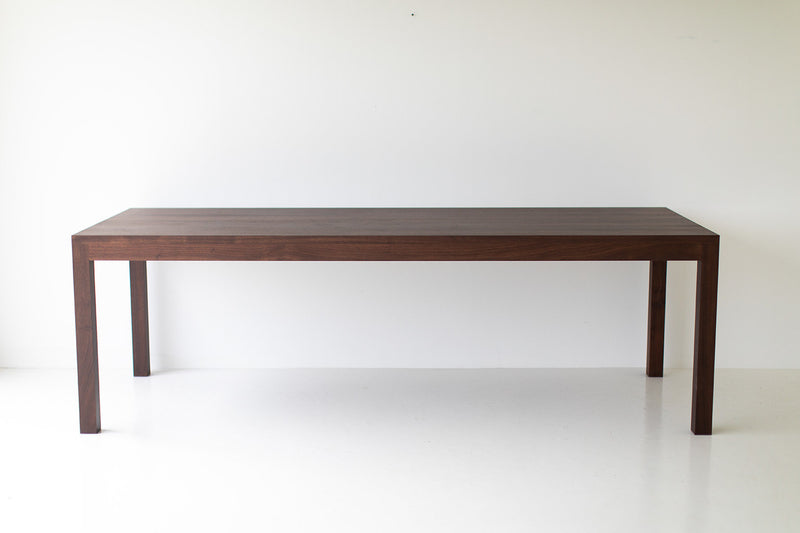 Modern walnut dining table, close-up of the luxury walnut grain