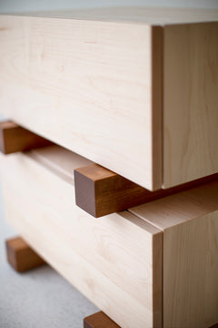 Full view of a Santa Fe maple nightstand against a neutral wall