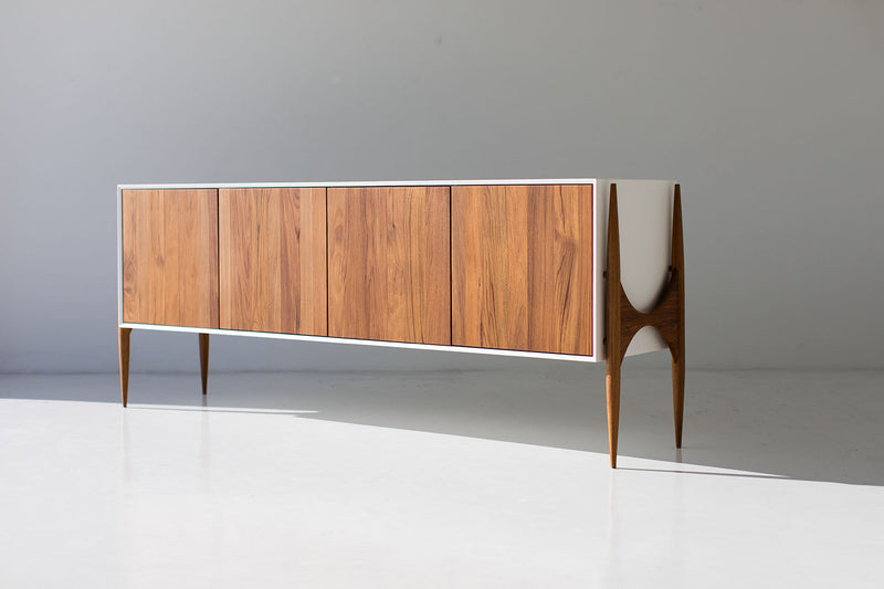 Modern luxury teak Cambre credenza by Craft Associates®, front view