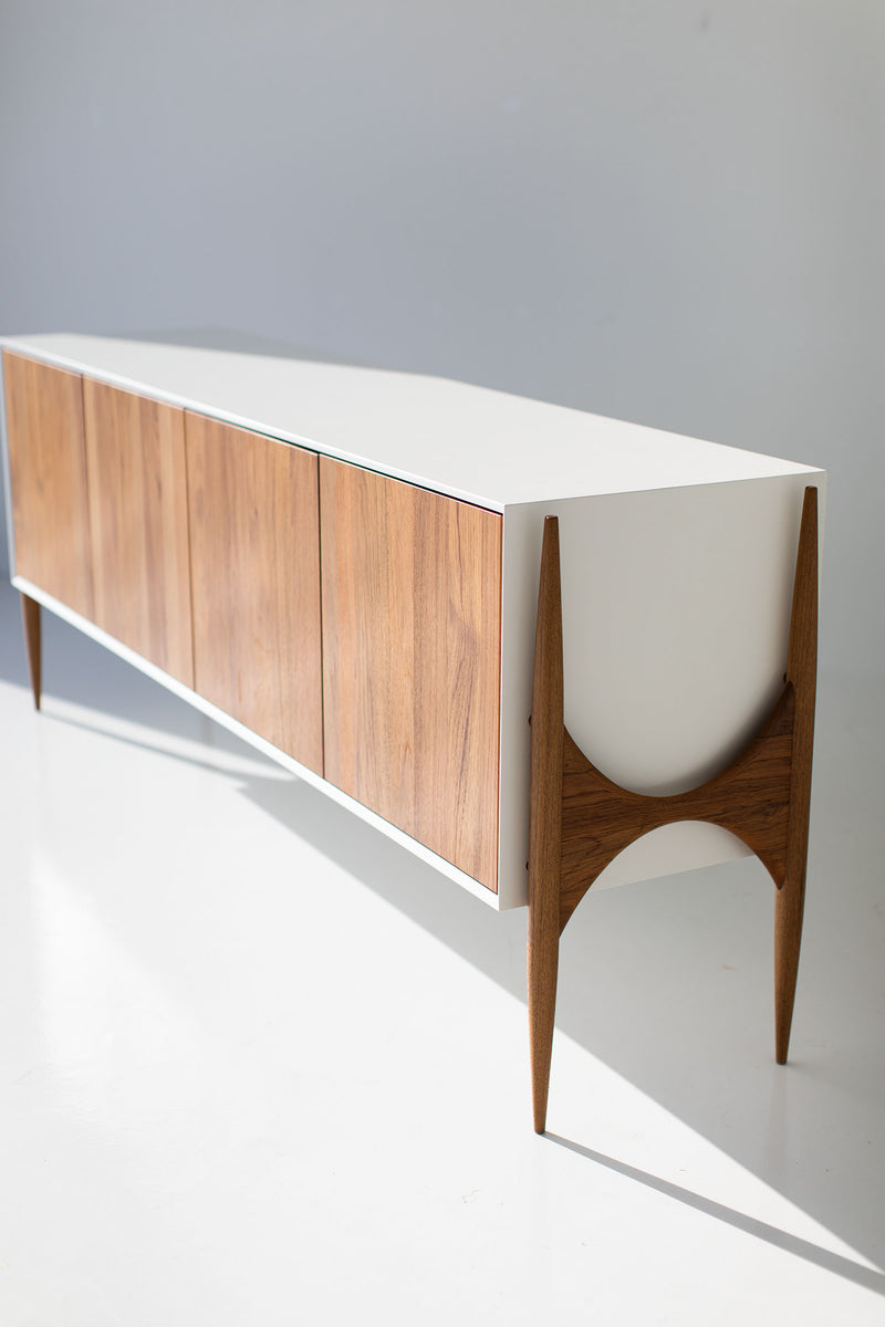 Side profile of the modern luxury teak Cambre credenza
