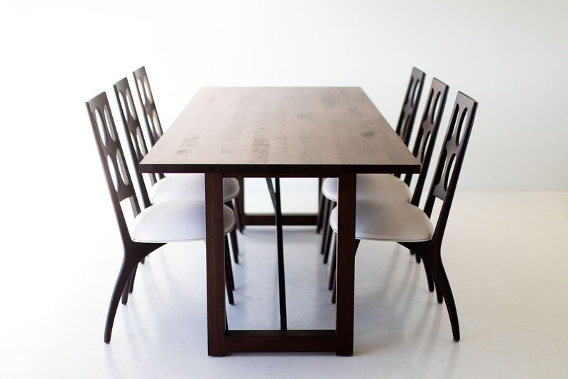 Modern luxury solid walnut dining table by Bertu Home, front view