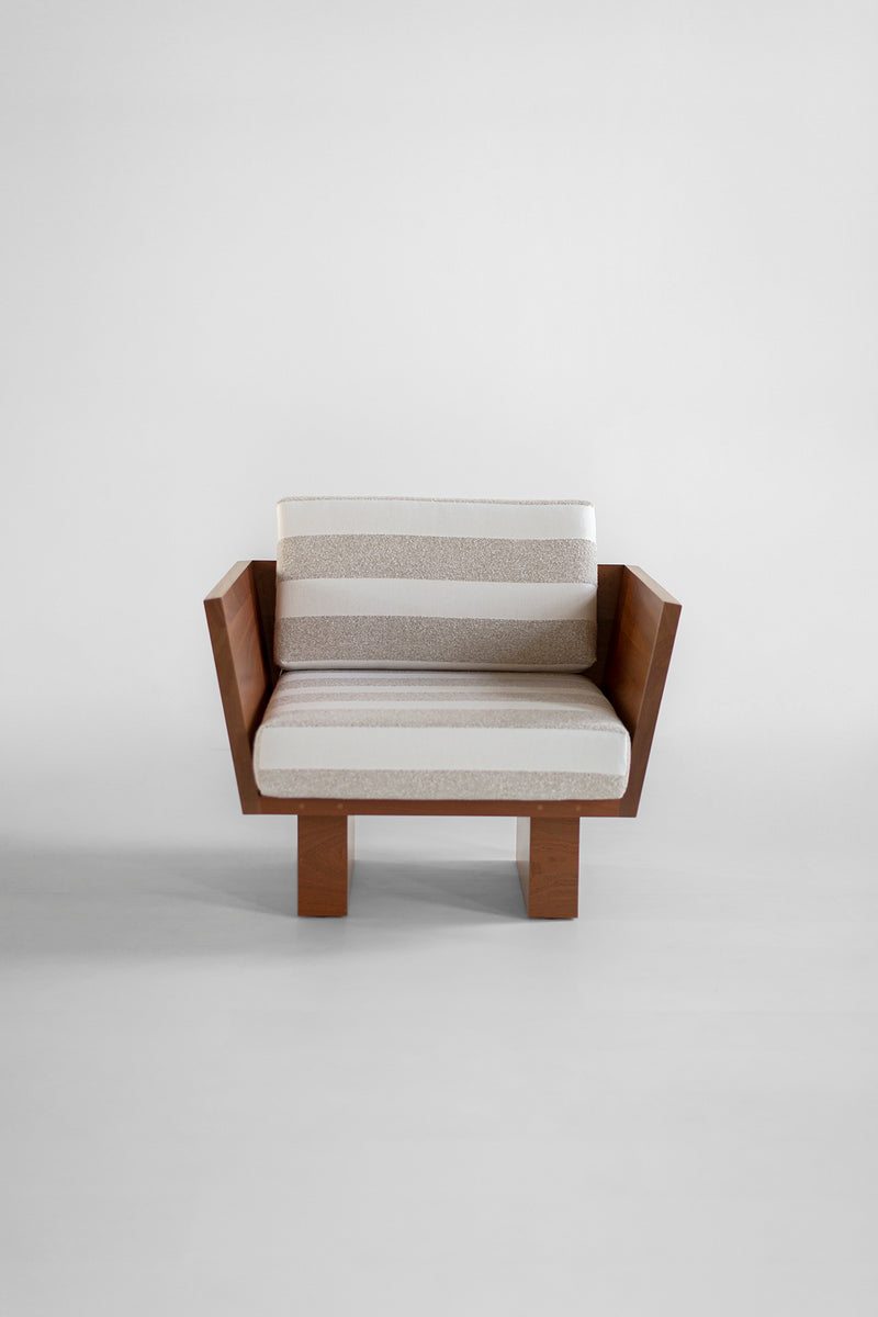 Outdoor Lounge Chair Striped Fabric Suelo, image 3