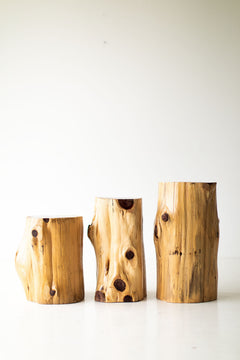 Outdoor stump table styled poolside