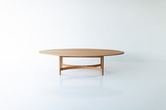 Modern luxury solid oak coffee table by Lawrence Peabody with a matte finish