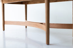 Overhead view of the oak tabletop