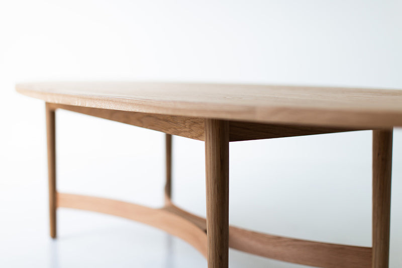 Detail of the joinery on the oak table frame