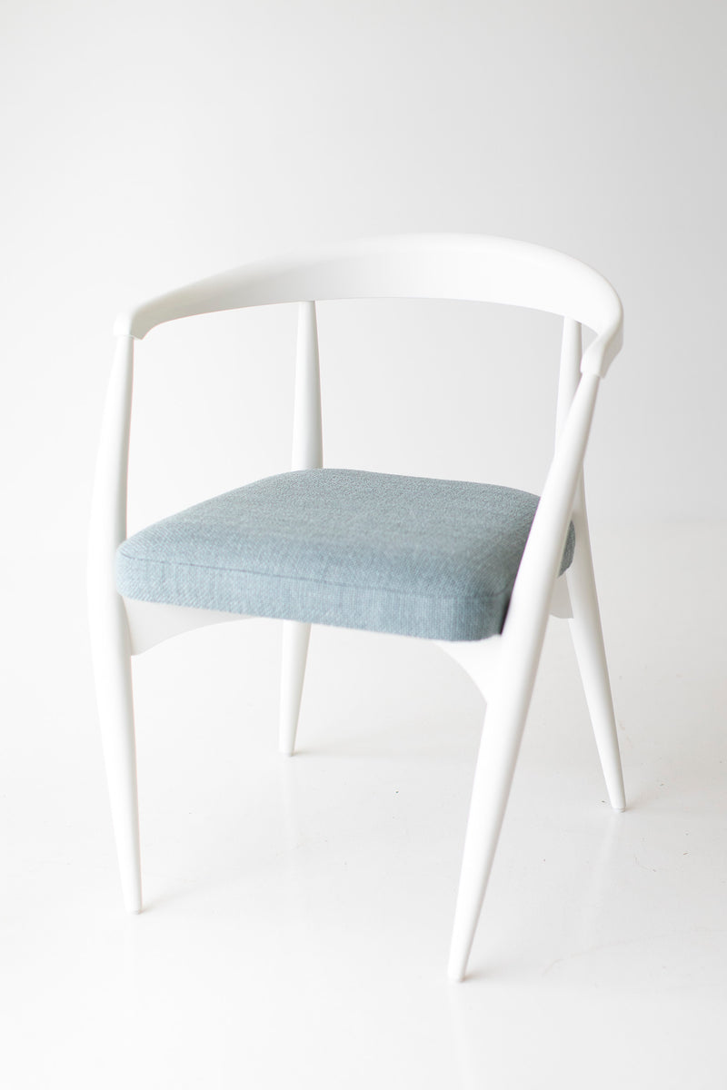 Detail of the hand-bent maple frame joinery on the dining chair