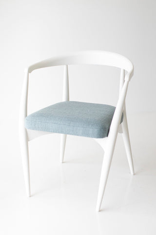 Detail of the hand-bent maple frame joinery on the dining chair