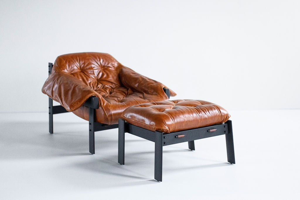 Percival Lafer Leather MP 41  Lounge Chair Ottoman