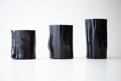 Black red cedar stumps in a row