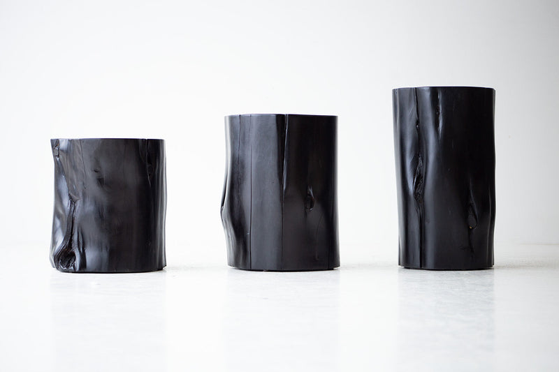 Black red cedar stumps in a row