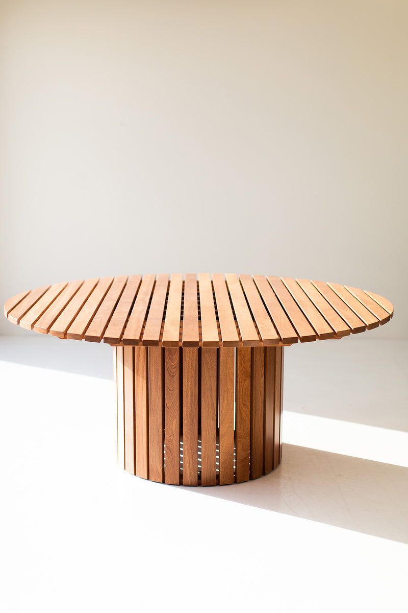 Table styled with outdoor dining chairs