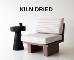 Organic modern shou sugi ban side table in charred red cedar, front view