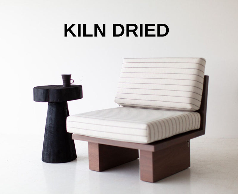 Organic modern shou sugi ban side table in charred red cedar, front view