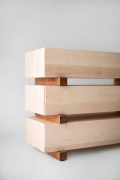 Santa Fe modern dresser styled in a bright bedroom