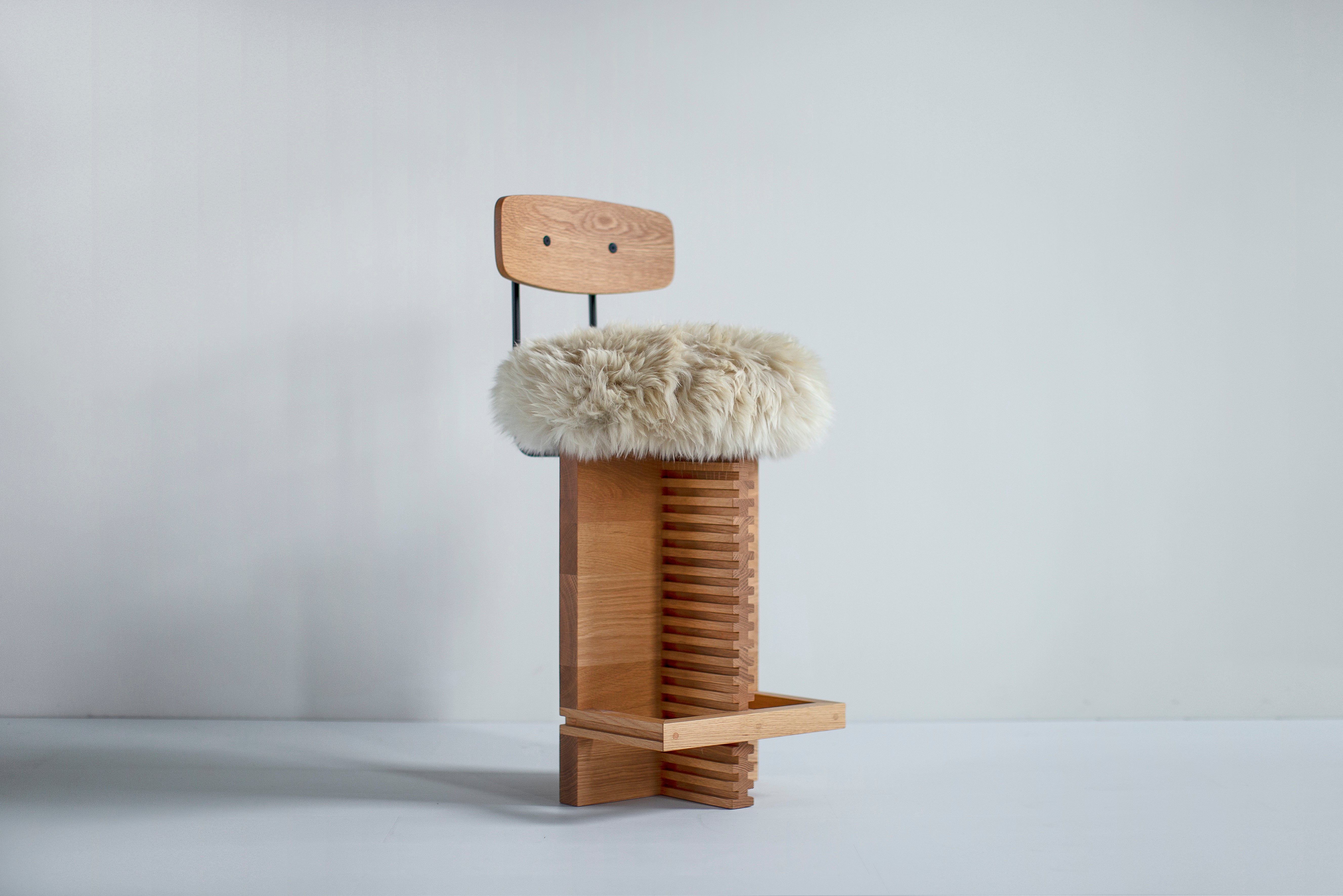 Sheepskin Counter Stool with Backrest - The Cicely - 0326