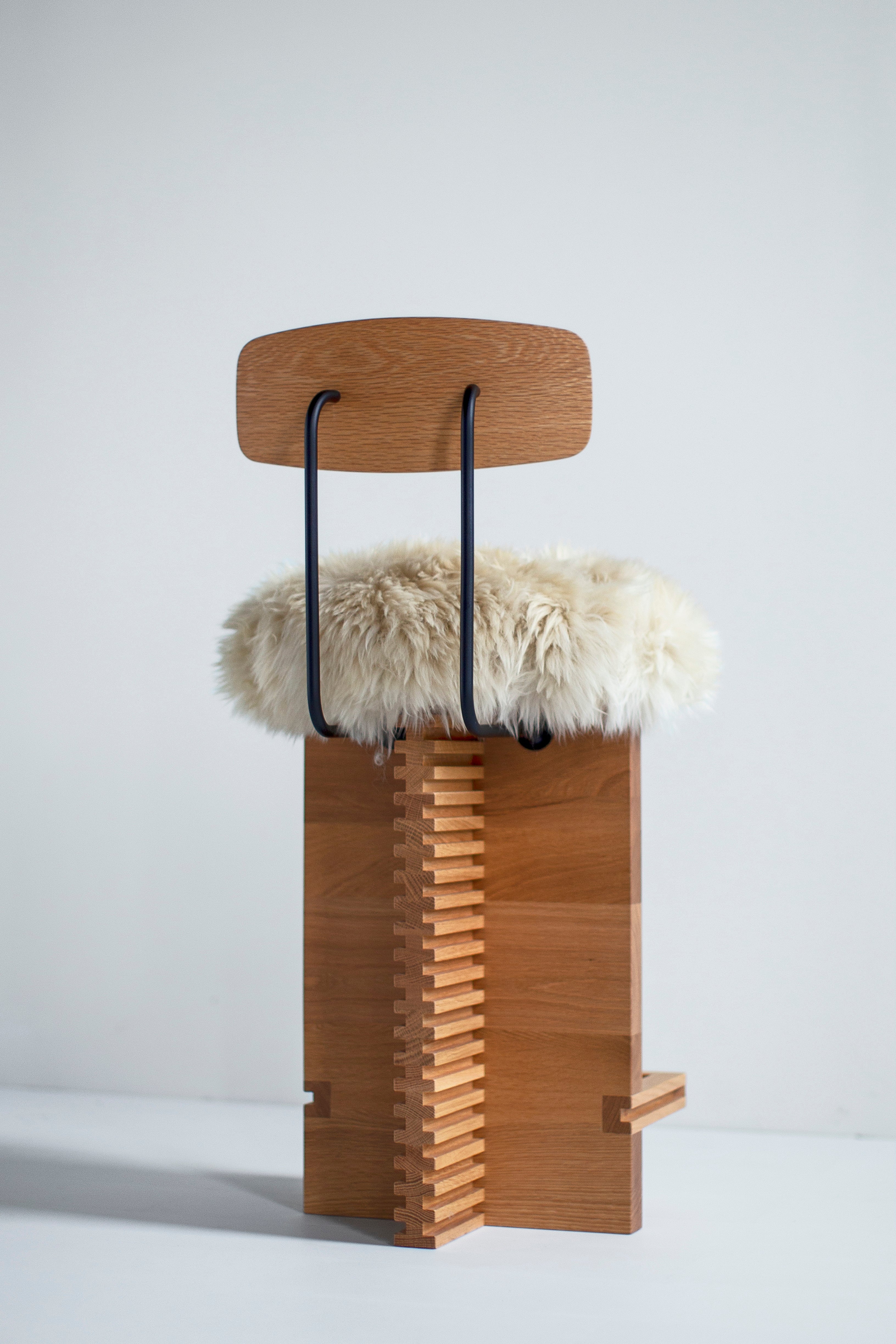 Sheepskin Counter Stool with Backrest - The Cicely - 0326