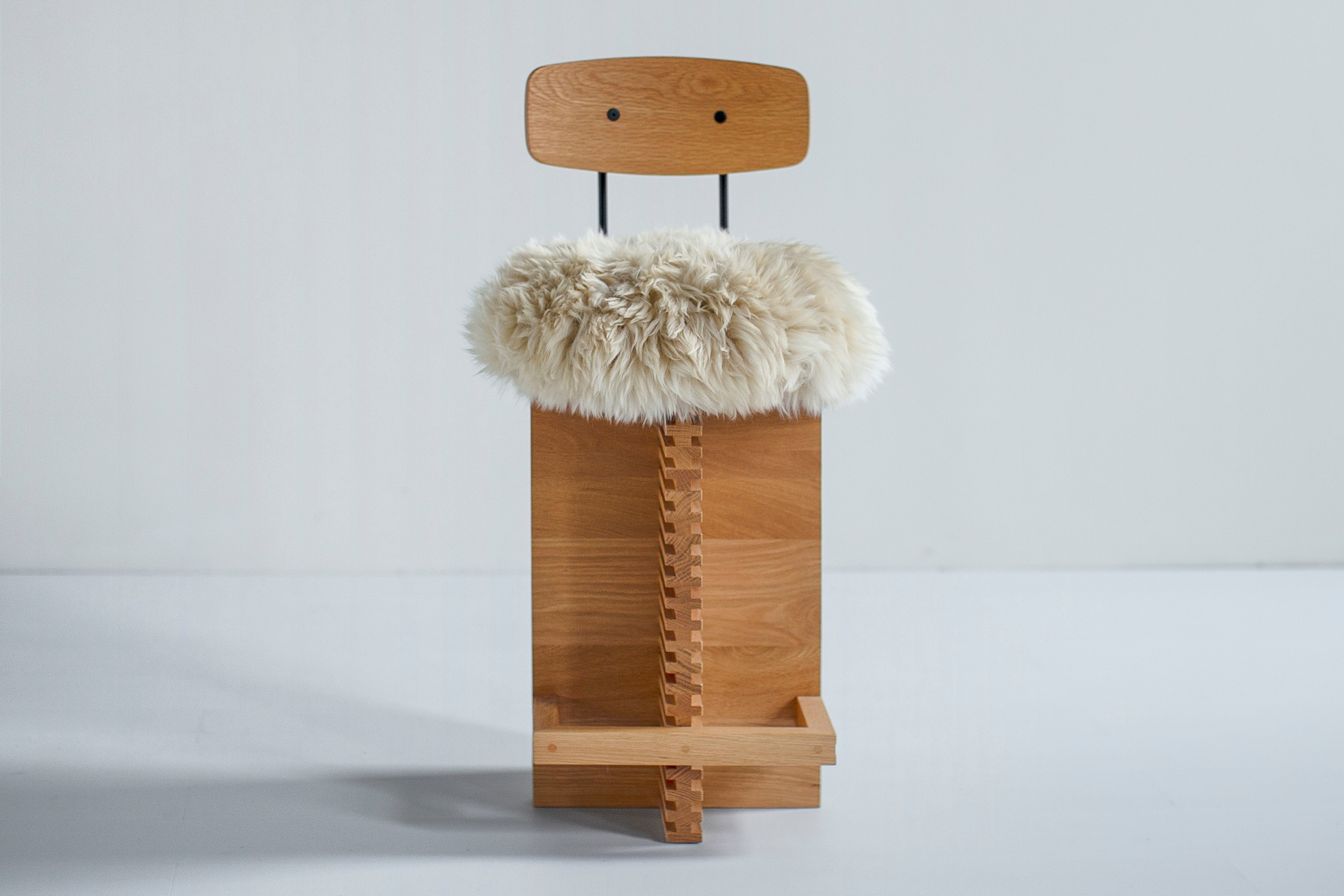 Sheepskin Counter Stool with Backrest - The Cicely - 0326