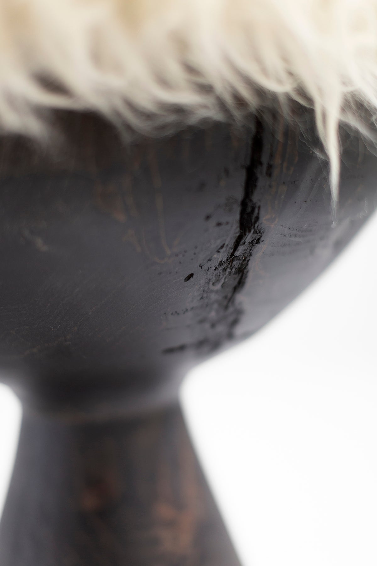 Small Boca Stool with Sheepskin - Aged Finish - 4226
