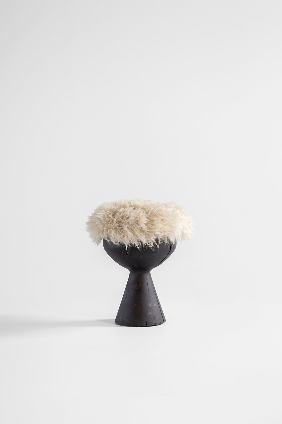 Small Boca Stool with Sheepskin - Aged Finish - 4226