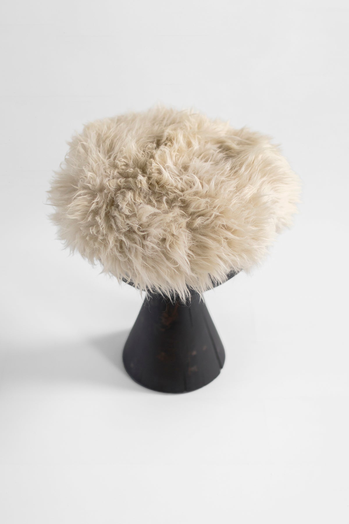 Small Boca Stool with Sheepskin - Aged Finish - 4226