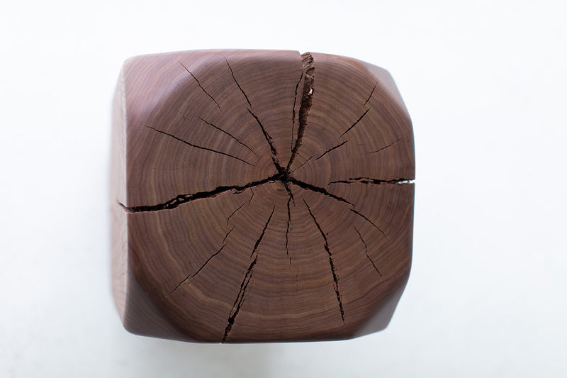 Detail of walnut grain and a natural drying crack