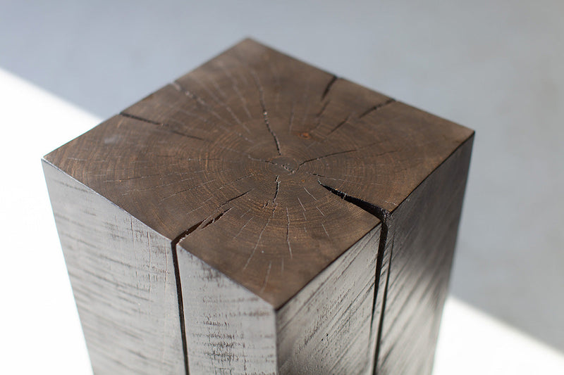 Aged finish maple stump shown at an angle