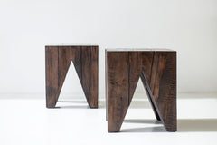 Solid maple stump side table with an aged commercial-grade finish