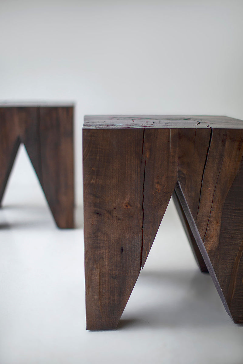 Close-up of the maple grain and natural cracking on a Vega stump table