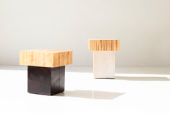 Close-up of the maple grain and commercial-grade finish on a stump table