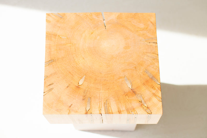 Overhead view of a Viktor stump table showing the seat top