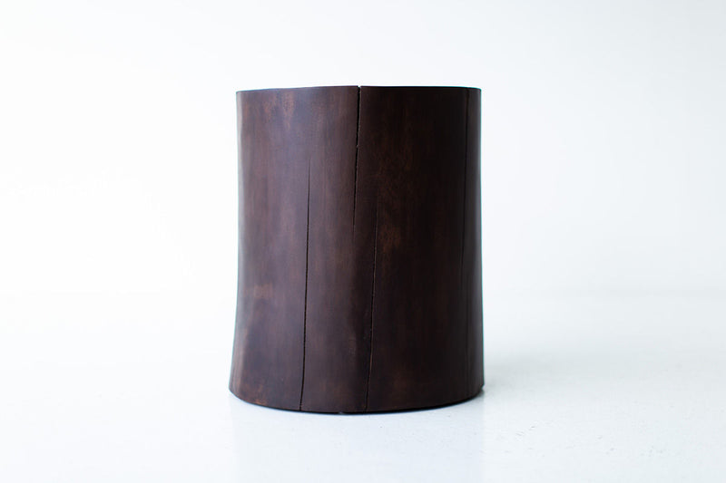 Solid walnut stump table made from a tree trunk