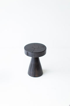 Overhead view of the rounded maple seat on the Boca Dos stool