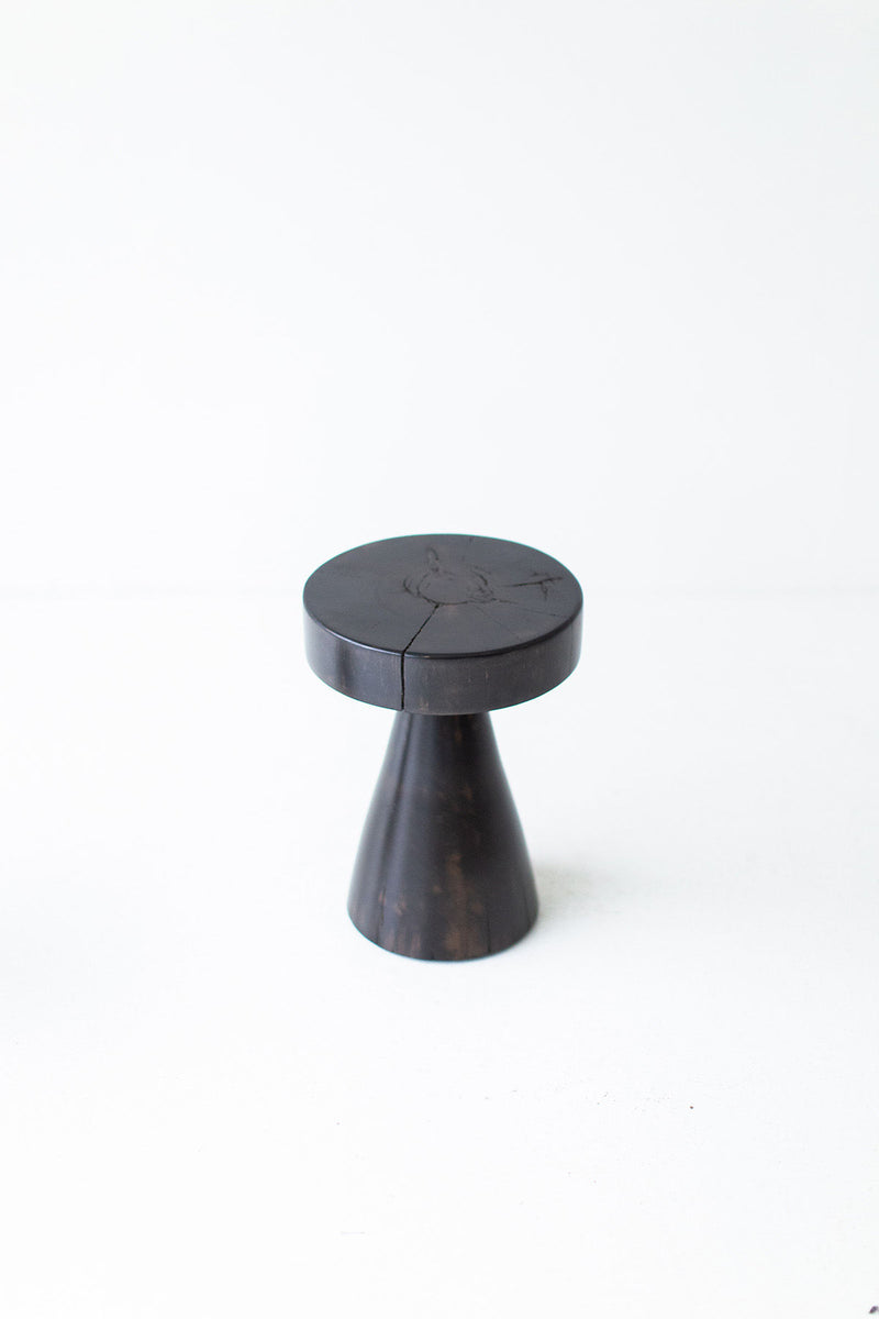 Overhead view of the rounded maple seat on the Boca Dos stool