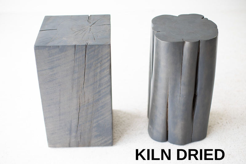 Stump side table in slate grey, front view