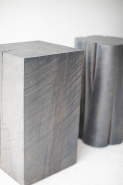 Slate grey stump table shown from above