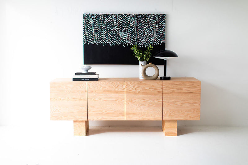 Modern luxury Suelo oak credenza with push-to-open door fronts