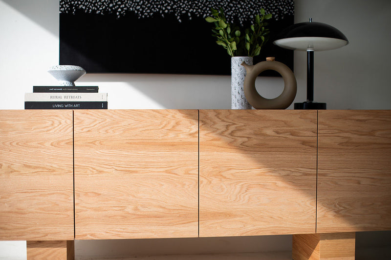 Close-up of the natural matte finish on the oak