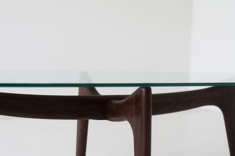 Surf modern coffee table styled in a mid-century modern living room