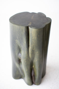 Army green red cedar tree stump side table, Bertu Home