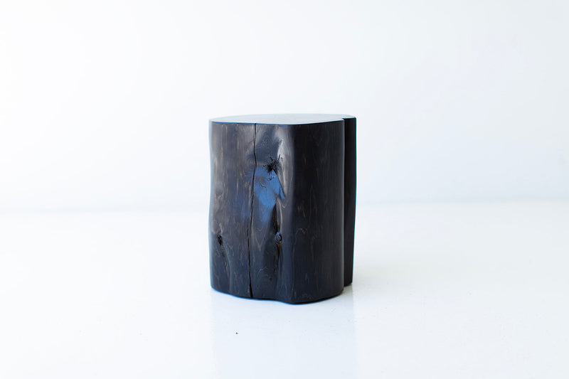 Aged finish red cedar tree stump side table, Bertu Home