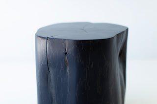 Close-up of the aged finish on the red cedar stump