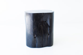 Aged finish red cedar stump side table