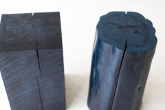 Bertu Home denim blue stump table shown at an angle