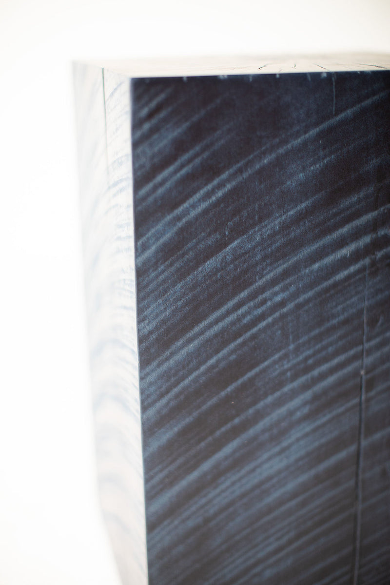 Denim blue finish on the square maple stump
