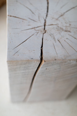 Whitewash maple stump top with natural cracking