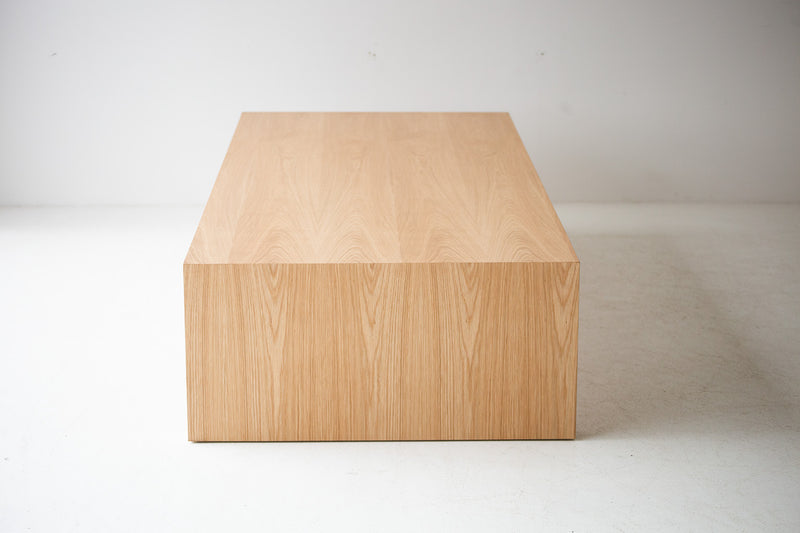 Side profile of the waterfall coffee table
