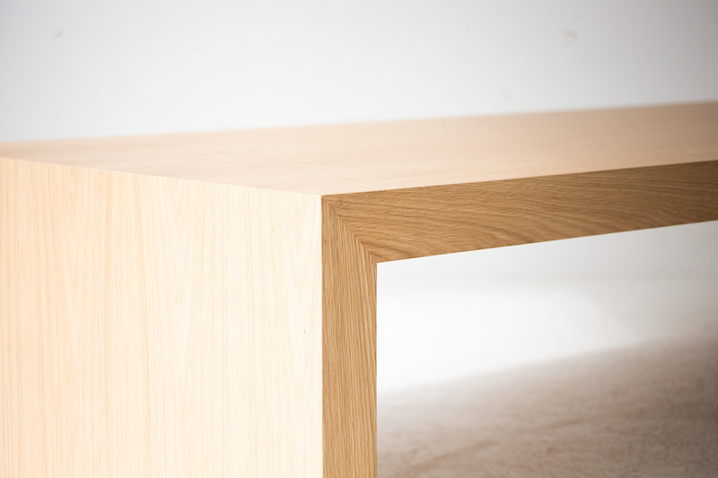 Coffee table styled with decor on top