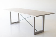 Modern luxury whitewash white oak dining table by Bertu Home, front view